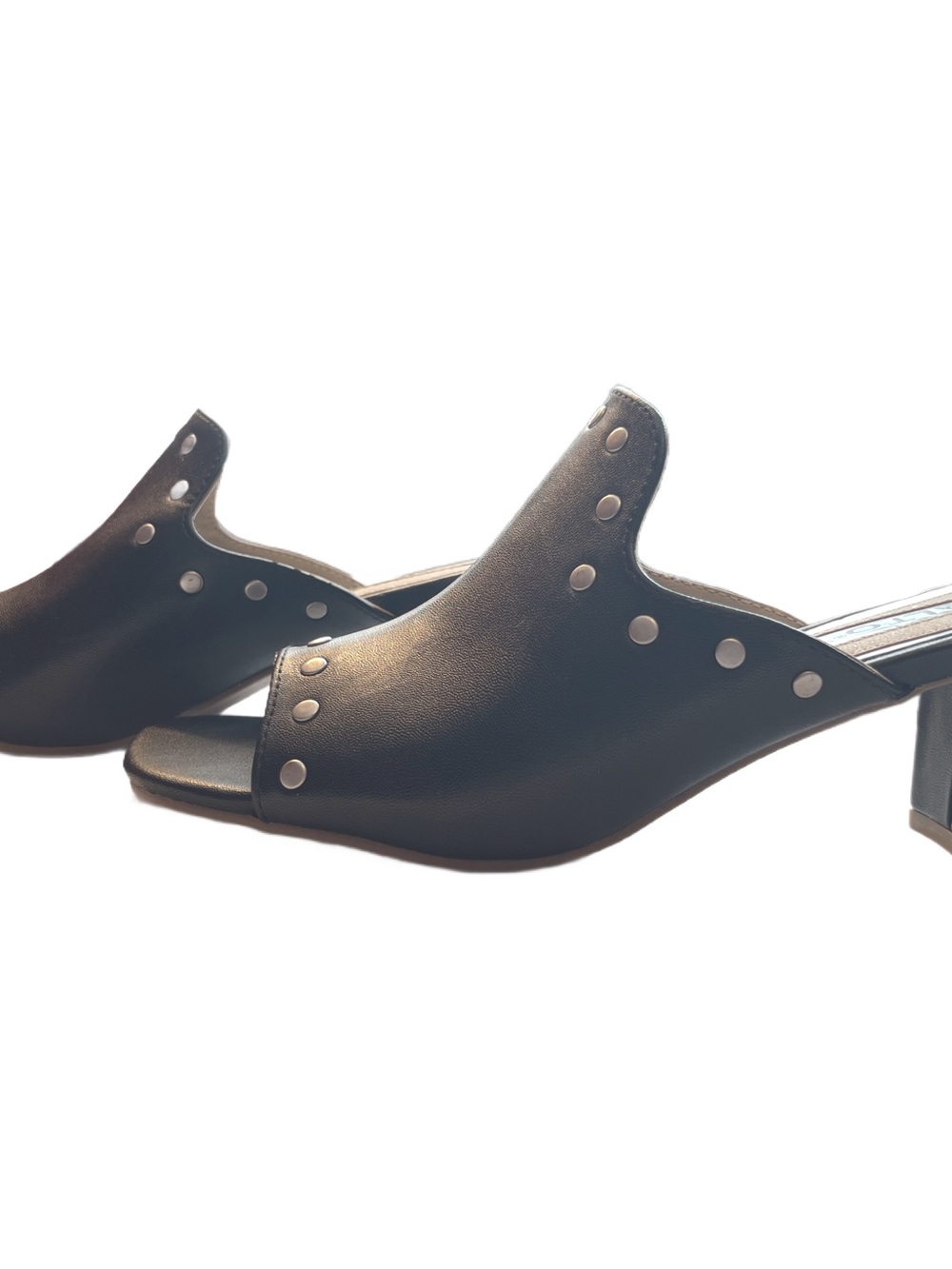 NWOB Rialto Black Stud-Trim Slip-On Mules Sz 8m